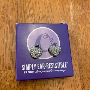 New Origami Owl Silver Heart Pave Earring Drops